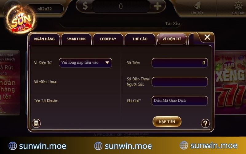 Nạp bằng Ví điện tử